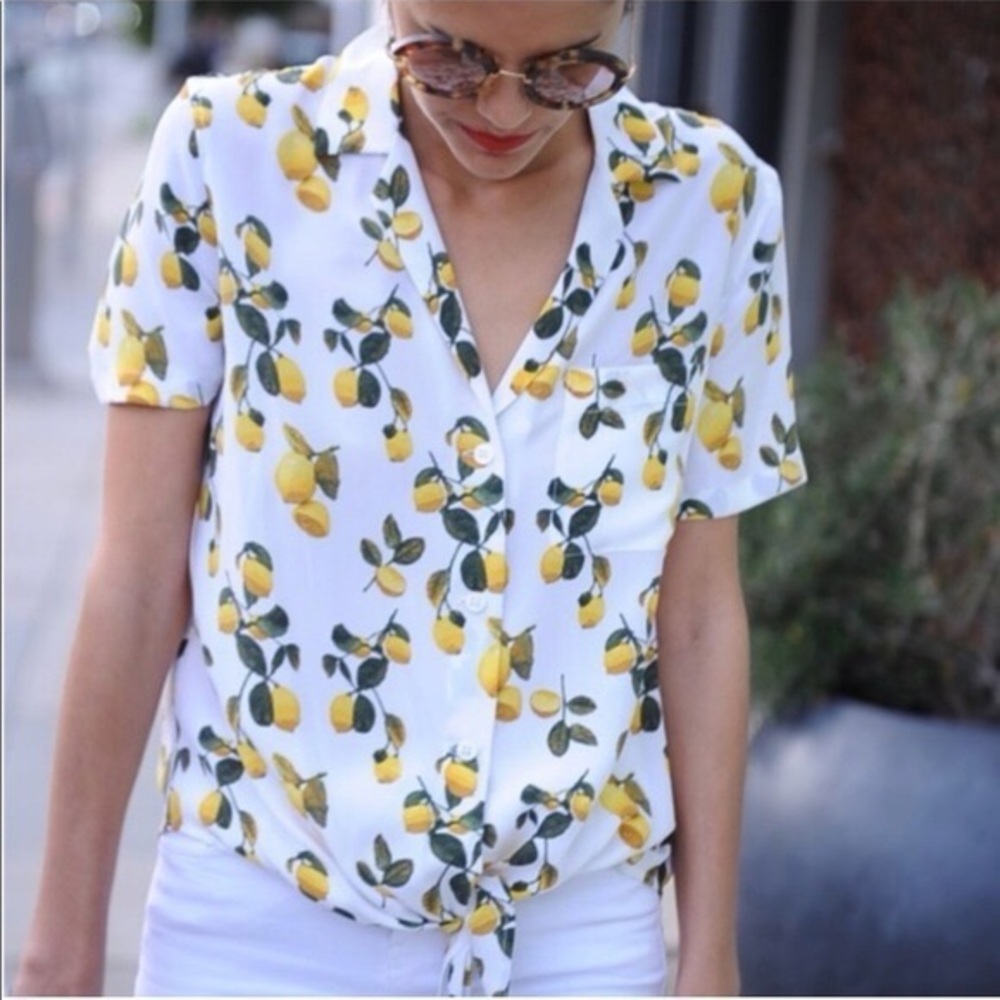 equipment silk lemon blouse xs